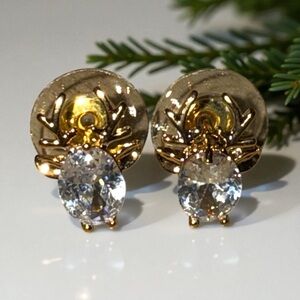 Gold Reindeer CZ Earrings